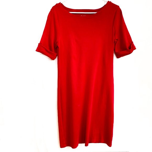 Karen Scott Dresses & Skirts - scoop neck red midi dress w/short sleeves M